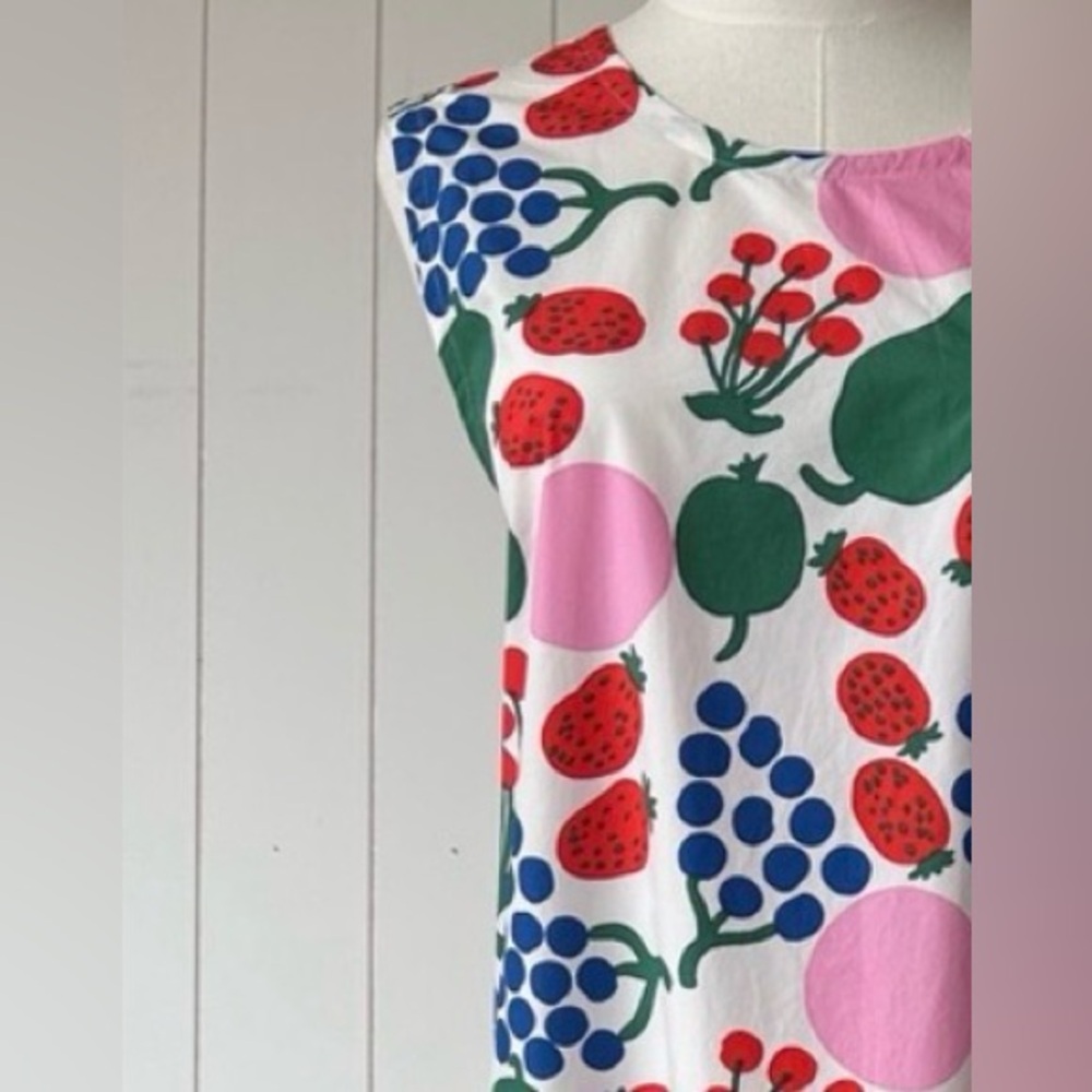 Marimekko x Uniqlo Tori Fruit Print Shift Dress Sleeveless Size Large